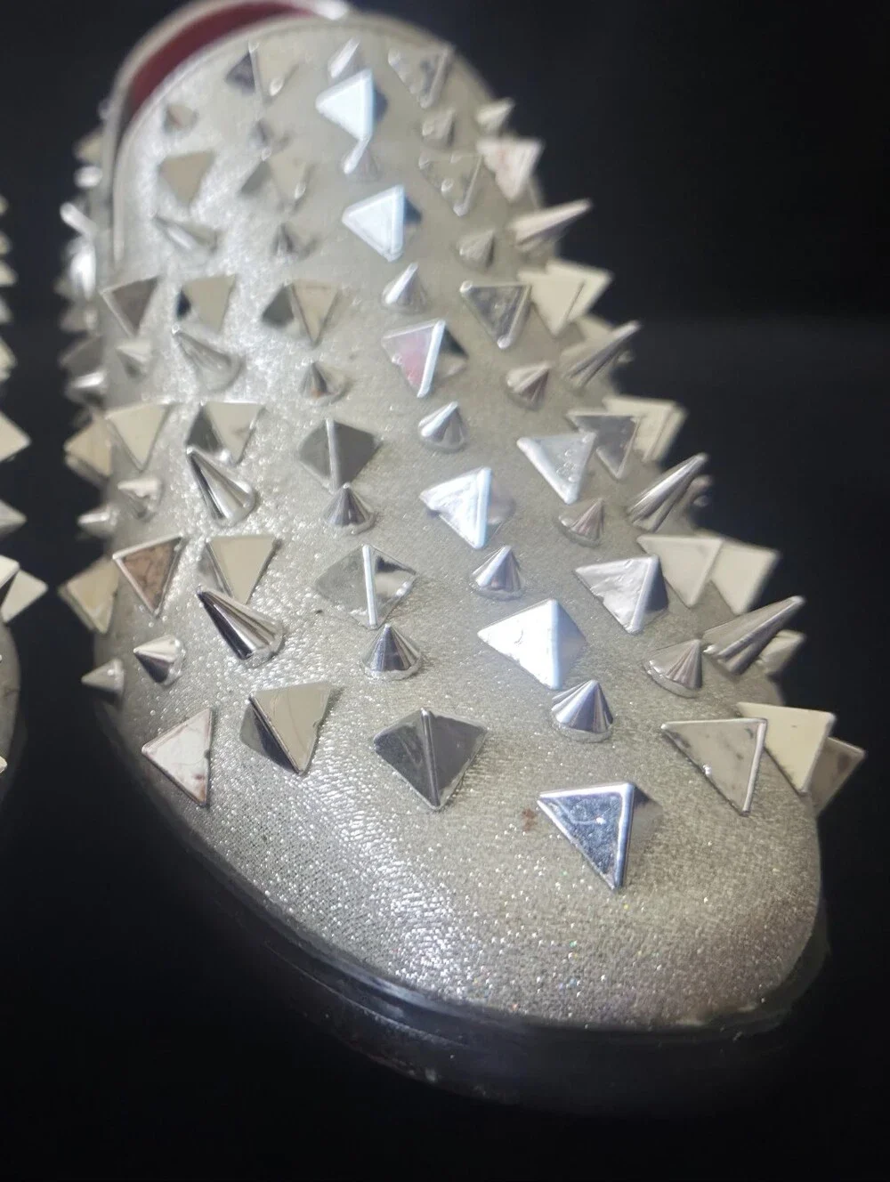 Men's Silver Studded Slip-On Loafers